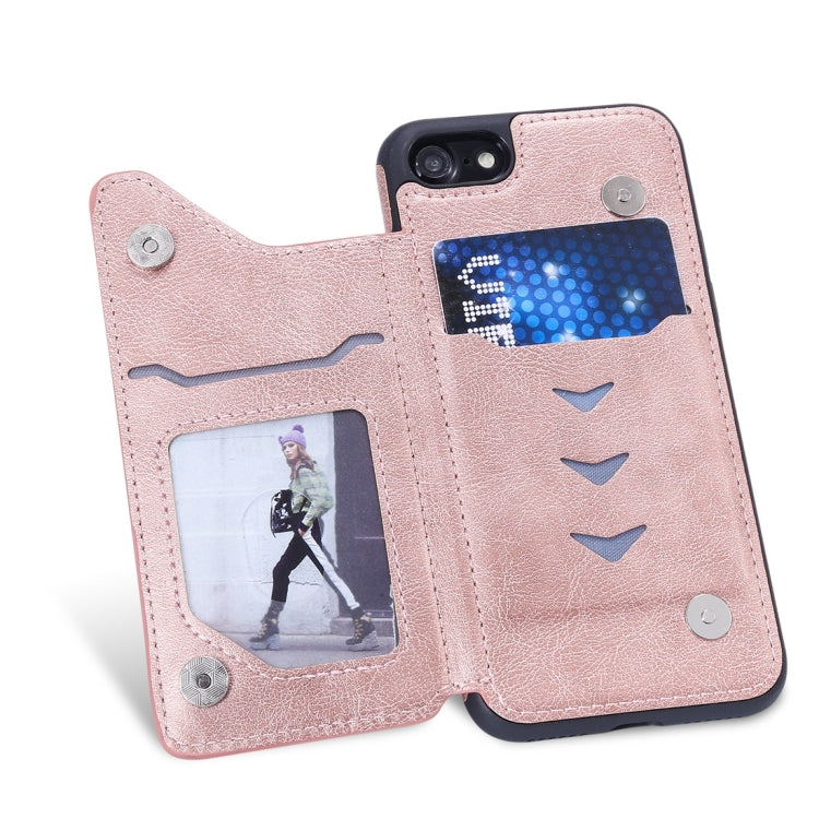 For iPhone 7 / 8 Cat Tree Embossing Pattern Shockproof Protective Case with Card Slots & Photo Frame(Rose Gold) - More iPhone Cases by buy2fix | Online Shopping UK | buy2fix