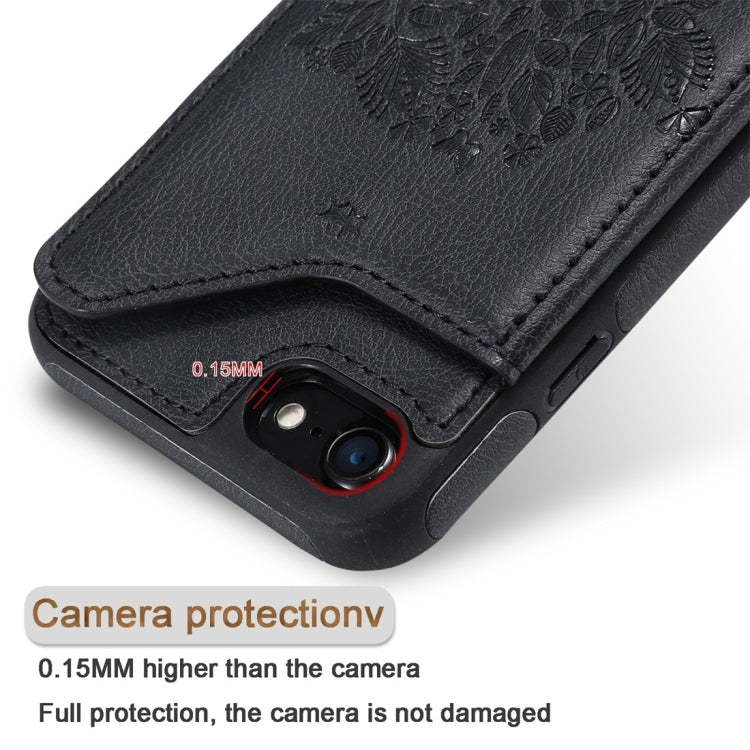 For iPhone 7 / 8 Cat Tree Embossing Pattern Shockproof Protective Case with Card Slots & Photo Frame(Rose Gold) - More iPhone Cases by buy2fix | Online Shopping UK | buy2fix