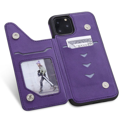 For iPhone 11 Pro Cat Tree Embossing Pattern Shockproof Protective Case with Card Slots & Photo Frame(Purple) - iPhone 11 Pro Cases by buy2fix | Online Shopping UK | buy2fix