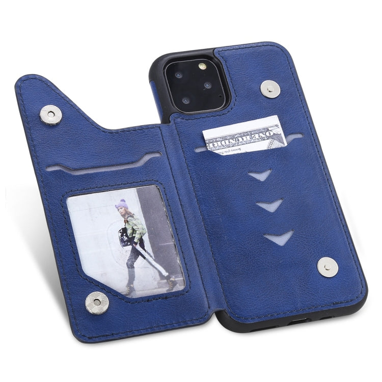 For iPhone 11 Pro Cat Tree Embossing Pattern Shockproof Protective Case with Card Slots & Photo Frame(Blue) - iPhone 11 Pro Cases by buy2fix | Online Shopping UK | buy2fix