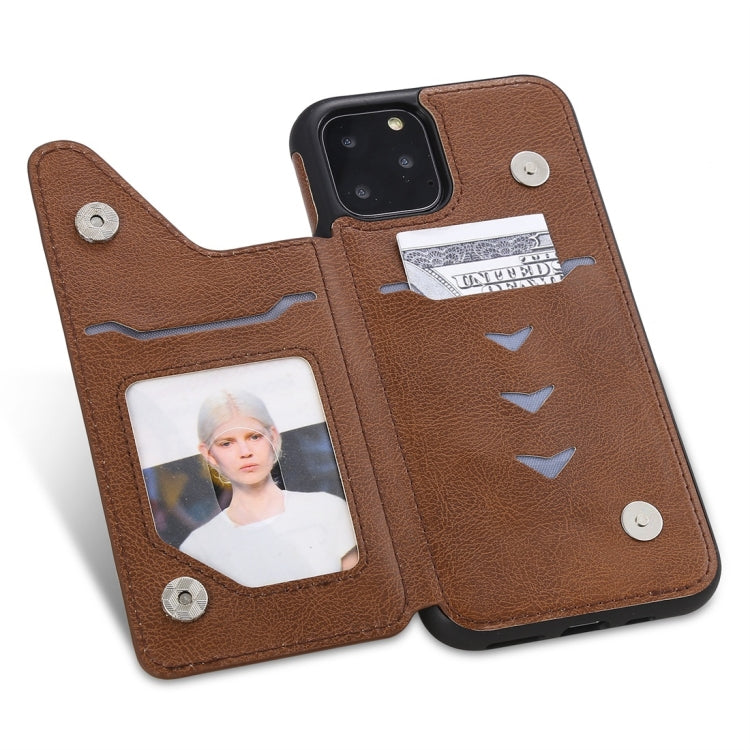 For iPhone 11 Pro Cat Tree Embossing Pattern Shockproof Protective Case with Card Slots & Photo Frame(Brown) - iPhone 11 Pro Cases by buy2fix | Online Shopping UK | buy2fix