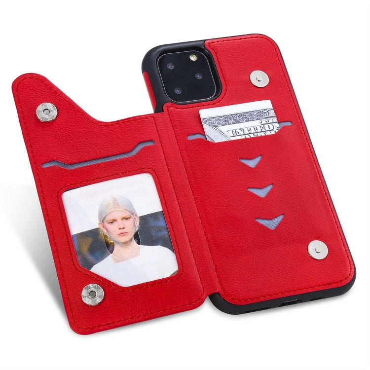 For iPhone 11 Pro Cat Tree Embossing Pattern Shockproof Protective Case with Card Slots & Photo Frame(Red) - iPhone 11 Pro Cases by buy2fix | Online Shopping UK | buy2fix