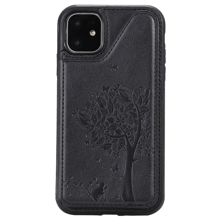 For iPhone 11 Cat Tree Embossing Pattern Shockproof Protective Case with Card Slots & Photo Frame(Black) - iPhone 11 Cases by buy2fix | Online Shopping UK | buy2fix