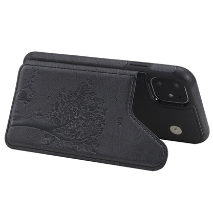 For iPhone 11 Cat Tree Embossing Pattern Shockproof Protective Case with Card Slots & Photo Frame(Black) - iPhone 11 Cases by buy2fix | Online Shopping UK | buy2fix