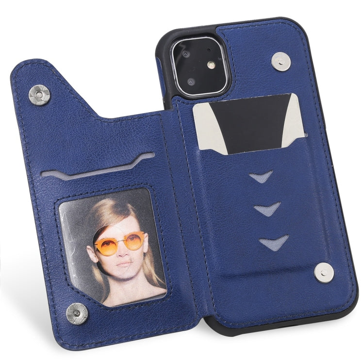 For iPhone 11 Cat Tree Embossing Pattern Shockproof Protective Case with Card Slots & Photo Frame(Blue) - iPhone 11 Cases by buy2fix | Online Shopping UK | buy2fix