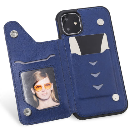 For iPhone 11 Cat Tree Embossing Pattern Shockproof Protective Case with Card Slots & Photo Frame(Blue) - iPhone 11 Cases by buy2fix | Online Shopping UK | buy2fix