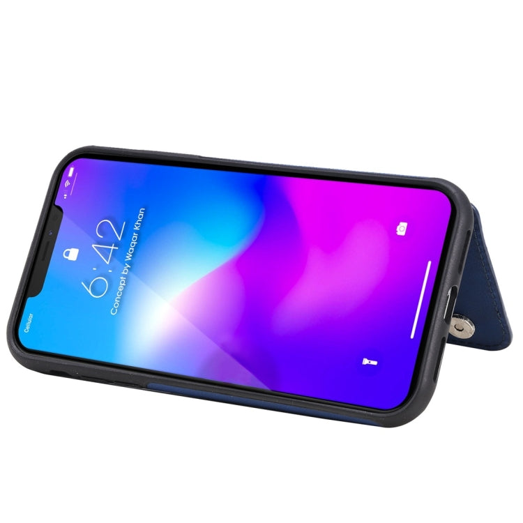 For iPhone 11 Cat Tree Embossing Pattern Shockproof Protective Case with Card Slots & Photo Frame(Blue) - iPhone 11 Cases by buy2fix | Online Shopping UK | buy2fix