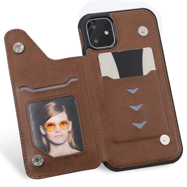 For iPhone 11 Cat Tree Embossing Pattern Shockproof Protective Case with Card Slots & Photo Frame(Brown) - iPhone 11 Cases by buy2fix | Online Shopping UK | buy2fix