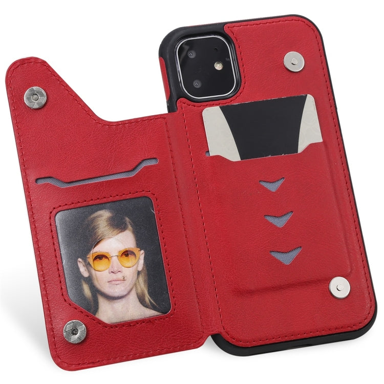 For iPhone 11 Cat Tree Embossing Pattern Shockproof Protective Case with Card Slots & Photo Frame(Red) - iPhone 11 Cases by buy2fix | Online Shopping UK | buy2fix