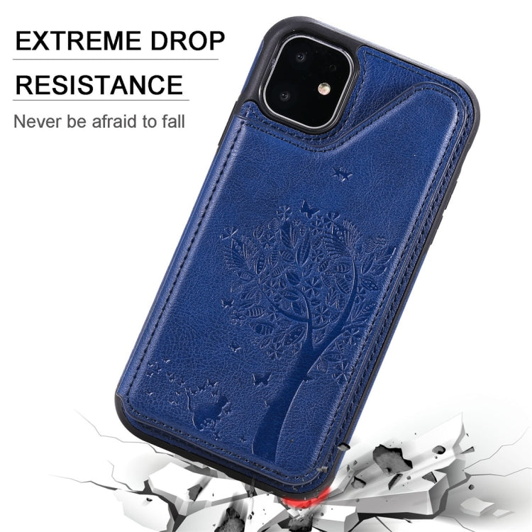 For iPhone 11 Cat Tree Embossing Pattern Shockproof Protective Case with Card Slots & Photo Frame(Red) - iPhone 11 Cases by buy2fix | Online Shopping UK | buy2fix