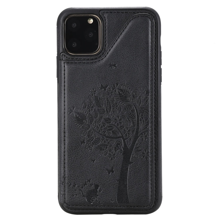 For iPhone 11 Pro Max Cat Tree Embossing Pattern Shockproof Protective Case with Card Slots & Photo Frame(Black) - iPhone 11 Pro Max Cases by buy2fix | Online Shopping UK | buy2fix