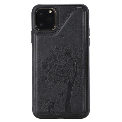 For iPhone 11 Pro Max Cat Tree Embossing Pattern Shockproof Protective Case with Card Slots & Photo Frame(Black) - iPhone 11 Pro Max Cases by buy2fix | Online Shopping UK | buy2fix