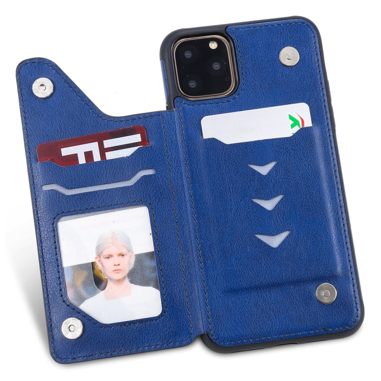 For iPhone 11 Pro Max Cat Tree Embossing Pattern Shockproof Protective Case with Card Slots & Photo Frame(Blue) - iPhone 11 Pro Max Cases by buy2fix | Online Shopping UK | buy2fix