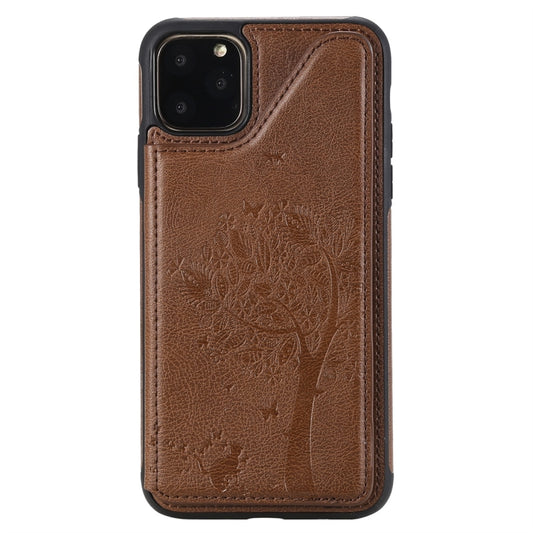 For iPhone 11 Pro Max Cat Tree Embossing Pattern Shockproof Protective Case with Card Slots & Photo Frame(Brown) - iPhone 11 Pro Max Cases by buy2fix | Online Shopping UK | buy2fix