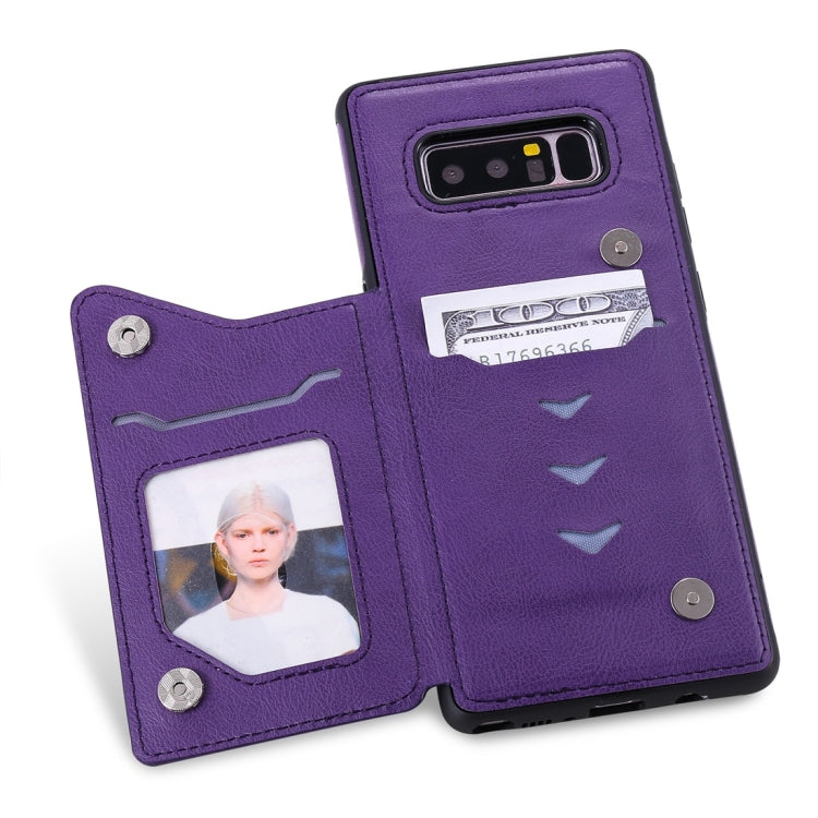 For Galaxy Note 8 Cat Tree Embossing Pattern Shockproof Protective Case with Card Slots & Photo Frame(Purple) by buy2fix