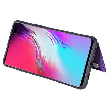 For Galaxy S10 5G Cat Tree Embossing Pattern Shockproof Protective Case with Card Slots & Photo Frame(Purple) by buy2fix