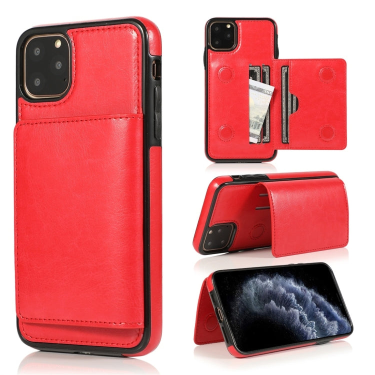 For iPhone 11 Pro Shockproof PU + TPU Protective Case with Card Slots & Holder(Red) - iPhone 11 Pro Cases by buy2fix | Online Shopping UK | buy2fix