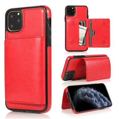 For iPhone 11 Pro Shockproof PU + TPU Protective Case with Card Slots & Holder(Red) - iPhone 11 Pro Cases by buy2fix | Online Shopping UK | buy2fix