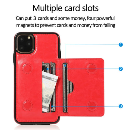 For iPhone 11 Pro Shockproof PU + TPU Protective Case with Card Slots & Holder(Red) - iPhone 11 Pro Cases by buy2fix | Online Shopping UK | buy2fix