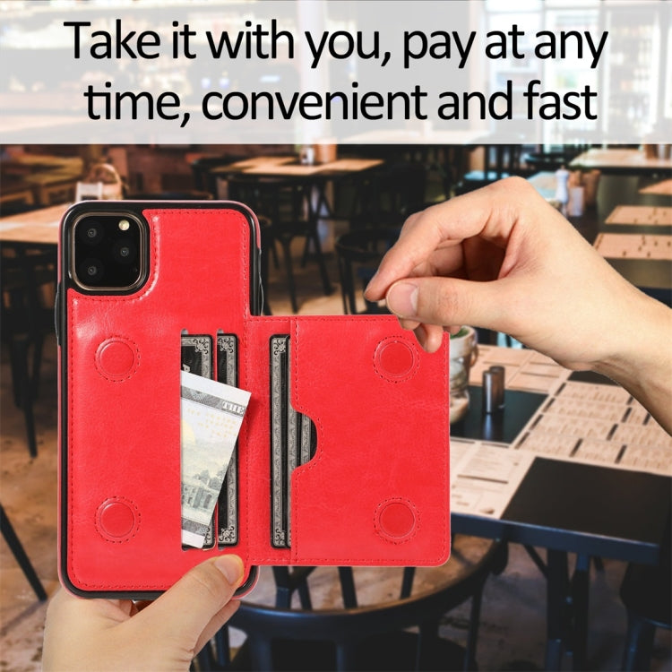 For iPhone 11 Pro Shockproof PU + TPU Protective Case with Card Slots & Holder(Red) - iPhone 11 Pro Cases by buy2fix | Online Shopping UK | buy2fix
