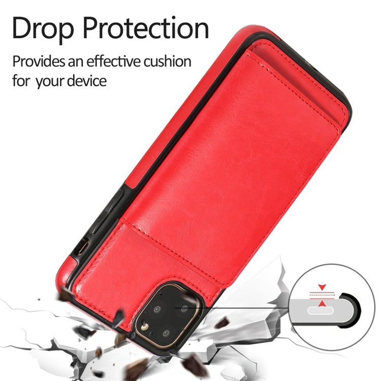 For iPhone 11 Pro Shockproof PU + TPU Protective Case with Card Slots & Holder(Red) - iPhone 11 Pro Cases by buy2fix | Online Shopping UK | buy2fix