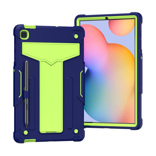 For Samsung Galaxy Tab S6 Lite P610/615 T-shaped Bracket Contrast Color Shockproof PC + Silicone Protective Case(Navy+Green) - Tab S6 Lite P610 / P615 by buy2fix | Online Shopping UK | buy2fix