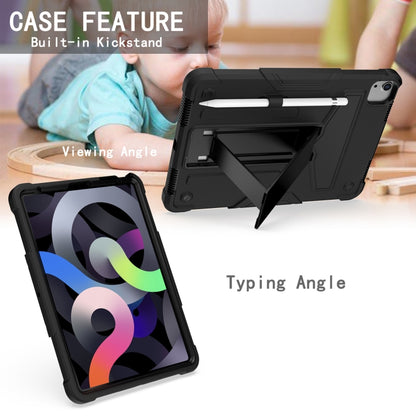 For iPad Air 2022 / 2020 10.9 / iPad Pro 11 T-shaped Bracket Contrast Color Shockproof PC + Silicone Protective Case(Black+Black) - iPad Air (2022) / (2020) 10.9 Cases by buy2fix | Online Shopping UK | buy2fix