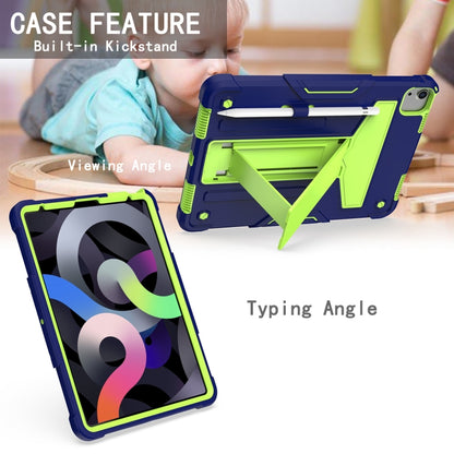 For iPad Air 2022 / 2020 10.9 / iPad Pro 11 T-shaped Bracket Contrast Color Shockproof PC + Silicone Protective Case(Navy+Green) - iPad Air (2022) / (2020) 10.9 Cases by buy2fix | Online Shopping UK | buy2fix