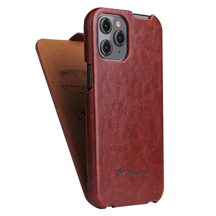 For iPhone 12 mini Fierre Shann Retro Oil Wax Texture Vertical Flip PU Leather Case (Brown) - iPhone 12 mini Cases by FIERRE SHANN | Online Shopping UK | buy2fix