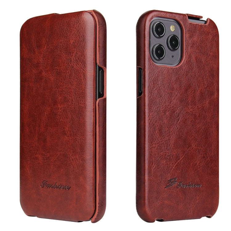 For iPhone 12 mini Fierre Shann Retro Oil Wax Texture Vertical Flip PU Leather Case (Brown) - iPhone 12 mini Cases by FIERRE SHANN | Online Shopping UK | buy2fix