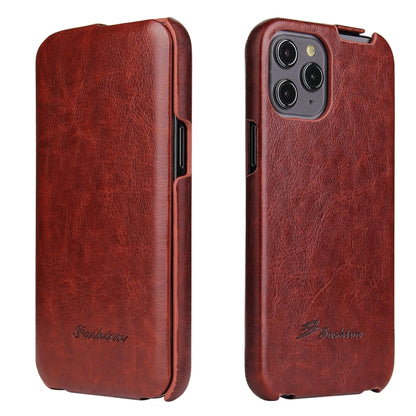 For iPhone 12 Pro Max Fierre Shann Retro Oil Wax Texture Vertical Flip PU Leather Case(Brown) - iPhone 12 Pro Max Cases by FIERRE SHANN | Online Shopping UK | buy2fix