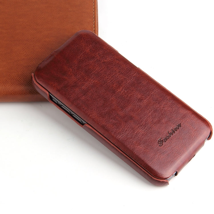 For iPhone 12 Pro Max Fierre Shann Retro Oil Wax Texture Vertical Flip PU Leather Case(Brown) - iPhone 12 Pro Max Cases by FIERRE SHANN | Online Shopping UK | buy2fix