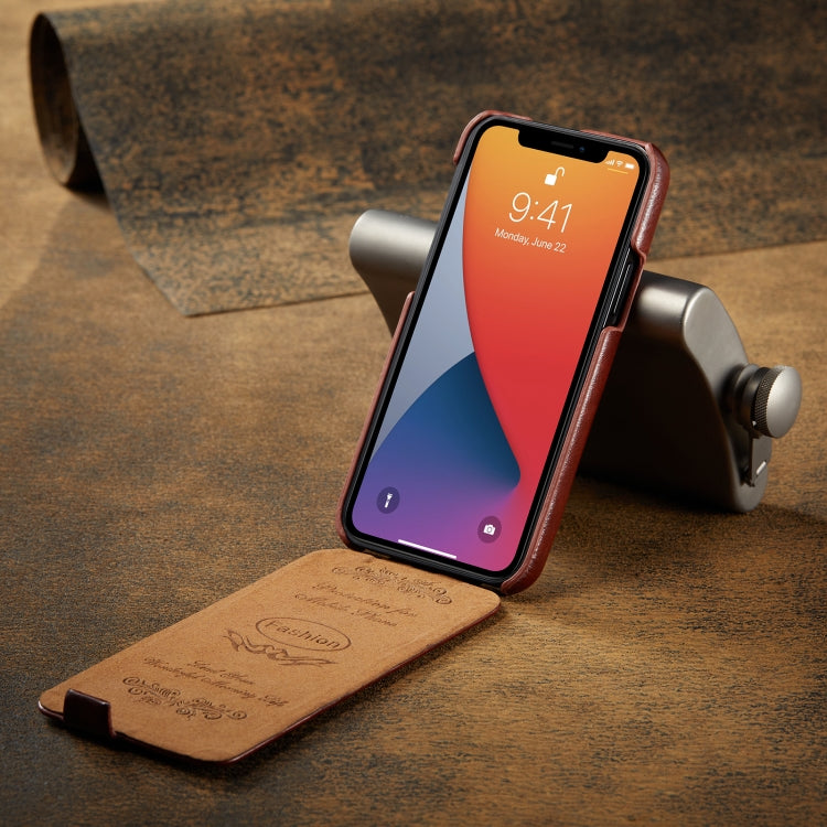 For iPhone 12 Pro Max Fierre Shann Retro Oil Wax Texture Vertical Flip PU Leather Case(Brown) - iPhone 12 Pro Max Cases by FIERRE SHANN | Online Shopping UK | buy2fix