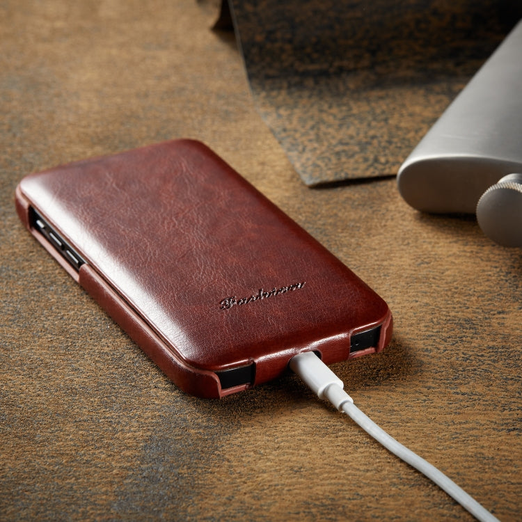 For iPhone 12 Pro Max Fierre Shann Retro Oil Wax Texture Vertical Flip PU Leather Case(Brown) - iPhone 12 Pro Max Cases by FIERRE SHANN | Online Shopping UK | buy2fix