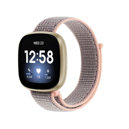 For Fitbit Versa 3 Nylon Loop Watch Band(Pink Sand) - Watch Bands by buy2fix | Online Shopping UK | buy2fix