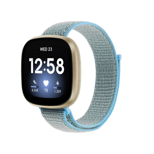 For Fitbit Versa 3 Nylon Loop Watch Band(Lake Blue) - Watch Bands by buy2fix | Online Shopping UK | buy2fix