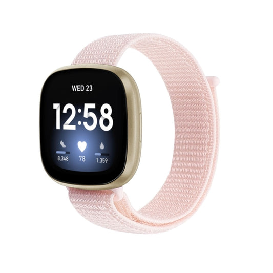 For Fitbit Versa 3 Nylon Loop Watch Band(Pearl Pink) - Watch Bands by buy2fix | Online Shopping UK | buy2fix