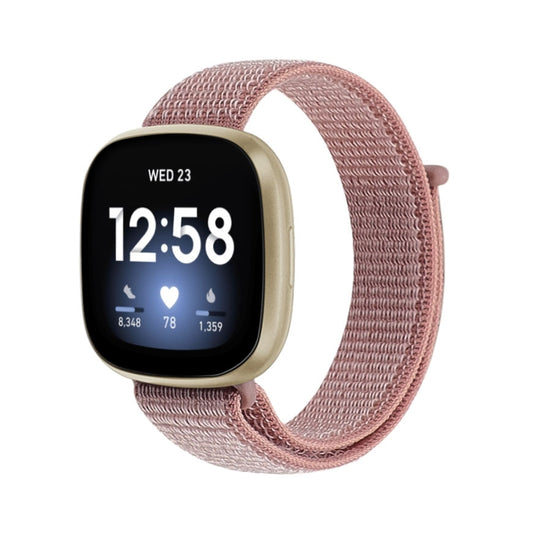 For Fitbit Versa 3 Nylon Loop Watch Band(Rose Pink) - Watch Bands by buy2fix | Online Shopping UK | buy2fix