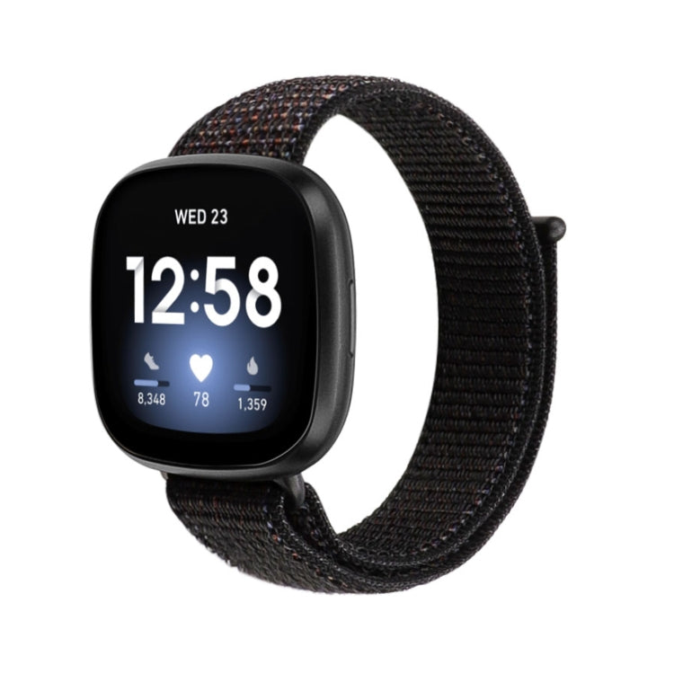 For Fitbit Versa 3 Nylon Loop Watch Band(Official Black) - Watch Bands by buy2fix | Online Shopping UK | buy2fix