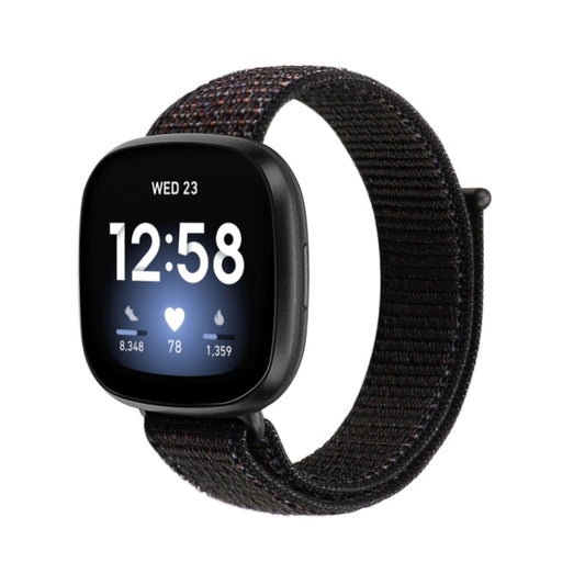 For Fitbit Versa 3 Nylon Loop Watch Band(Official Black) - Watch Bands by buy2fix | Online Shopping UK | buy2fix