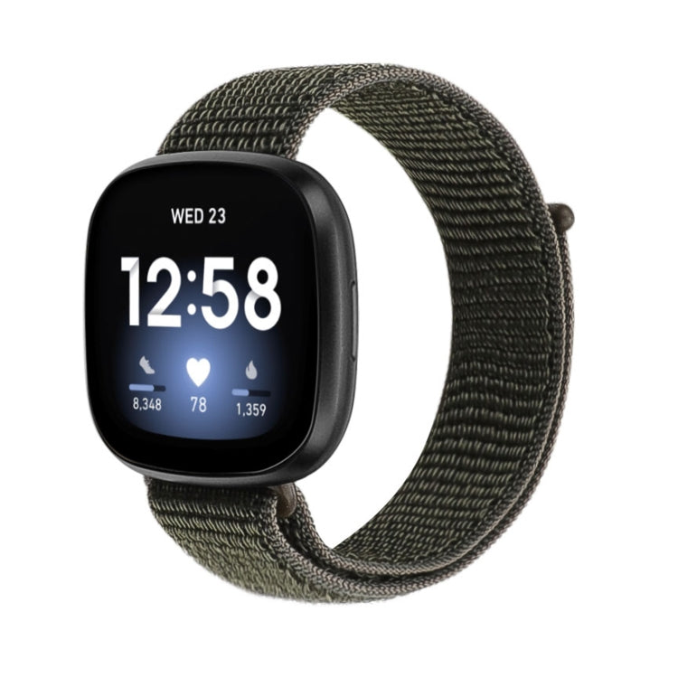 For Fitbit Versa 3 Nylon Loop Watch Band(Army Green) - Watch Bands by buy2fix | Online Shopping UK | buy2fix