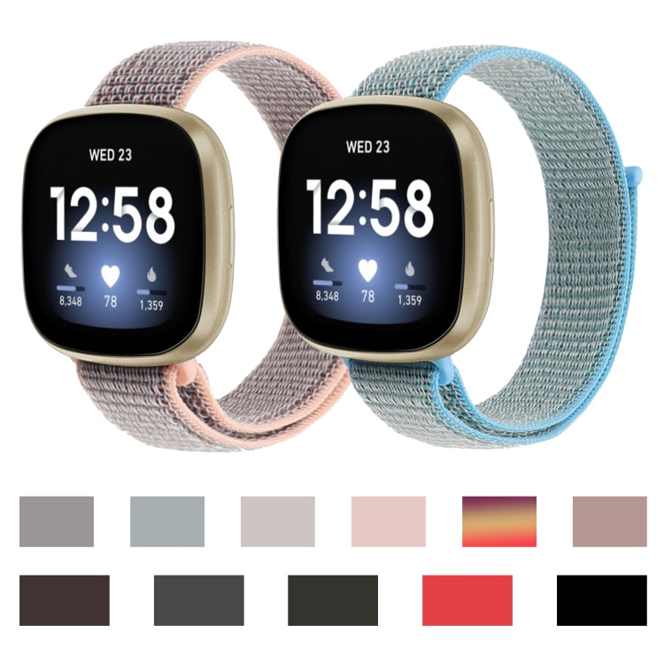 For Fitbit Versa 3 Nylon Loop Watch Band(Official Black) - Watch Bands by buy2fix | Online Shopping UK | buy2fix