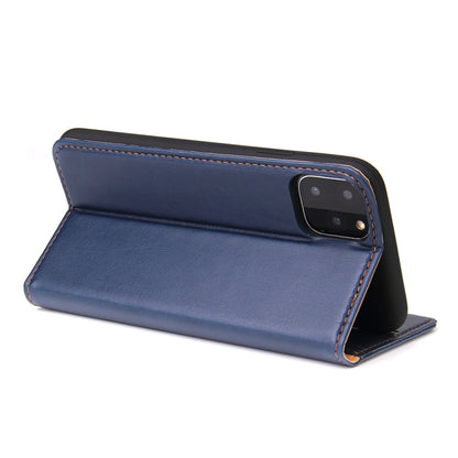 Fierre Shann PU Genuine Leather Texture Horizontal Flip Leather Case with Holder & Card Slots & Wallet For iPhone 11(Blue) - iPhone 11 Cases by FIERRE SHANN | Online Shopping UK | buy2fix