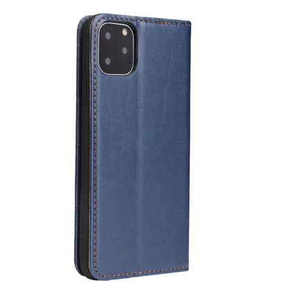 Fierre Shann PU Genuine Leather Texture Horizontal Flip Leather Case with Holder & Card Slots & Wallet For iPhone 11 Pro(Blue) - iPhone 11 Pro Cases by FIERRE SHANN | Online Shopping UK | buy2fix