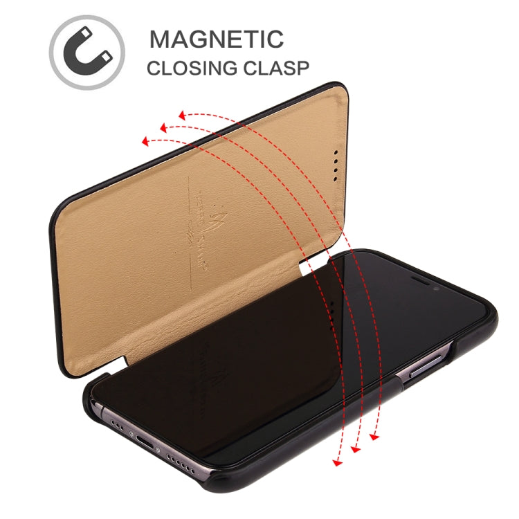 For iPhone 11 Pro Max Fierre Shann Business Magnetic Horizontal Flip Genuine Leather Case (Black) - iPhone 11 Pro Max Cases by FIERRE SHANN | Online Shopping UK | buy2fix