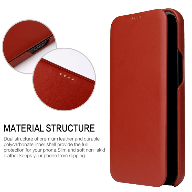 For iPhone 12 mini Fierre Shann Business Magnetic Horizontal Flip Genuine Leather Case (Brown) - iPhone 12 mini Cases by FIERRE SHANN | Online Shopping UK | buy2fix