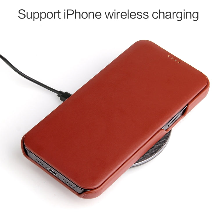For iPhone 12 mini Fierre Shann Business Magnetic Horizontal Flip Genuine Leather Case (Brown) - iPhone 12 mini Cases by FIERRE SHANN | Online Shopping UK | buy2fix