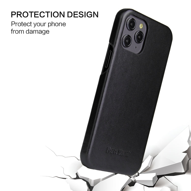 For iPhone 12 / 12 Pro Fierre Shann Business Magnetic Horizontal Flip Genuine Leather Case(Black) - iPhone 12 / 12 Pro Cases by FIERRE SHANN | Online Shopping UK | buy2fix