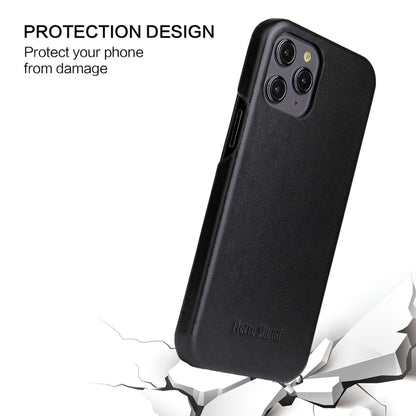 For iPhone 12 / 12 Pro Fierre Shann Business Magnetic Horizontal Flip Genuine Leather Case(Black) - iPhone 12 / 12 Pro Cases by FIERRE SHANN | Online Shopping UK | buy2fix