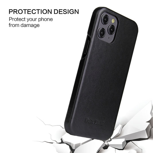 For iPhone 12 / 12 Pro Fierre Shann Business Magnetic Horizontal Flip Genuine Leather Case(Black) - iPhone 12 / 12 Pro Cases by FIERRE SHANN | Online Shopping UK | buy2fix